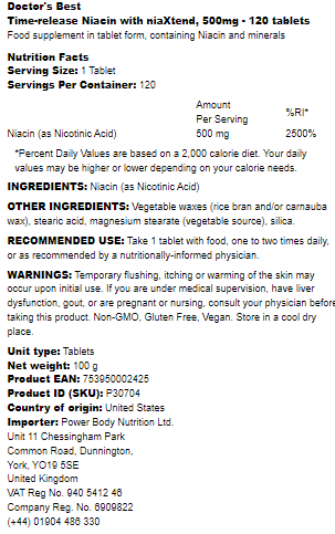 Time-release Niacin with niaXtend - Doctor's Best