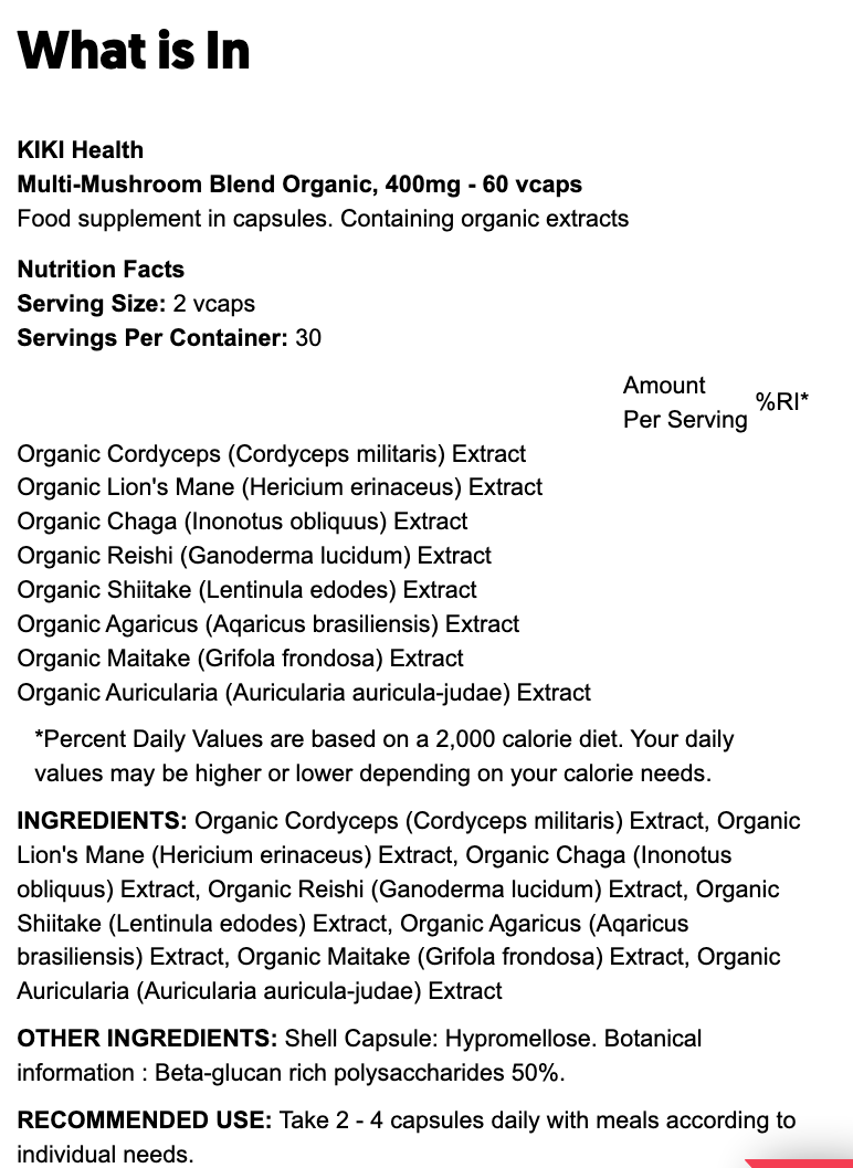 Multi-Mushroom Blend Organic, 400mg - 60 vcaps