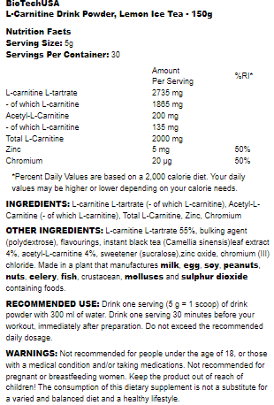 L-Carnitine Drink Powder - BioTechUSA