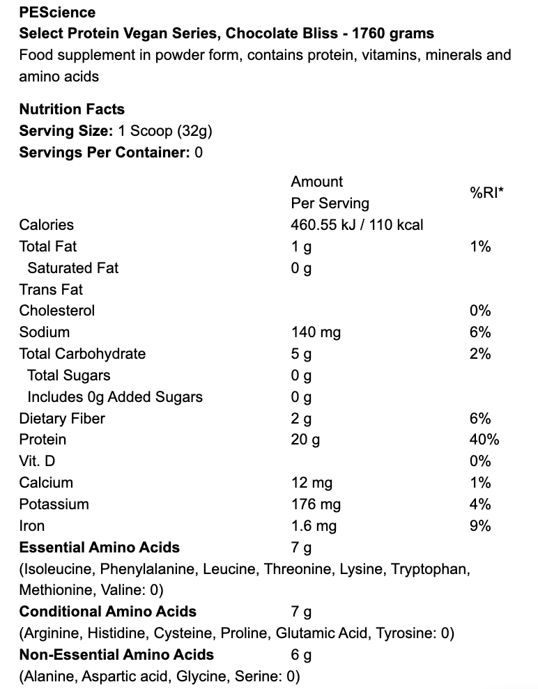 Select Protein Vegan Series, Chocolate Bliss - 1760g