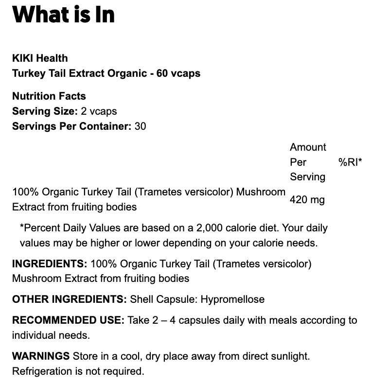 Turkey Tail Extract Organic - 60 vcaps